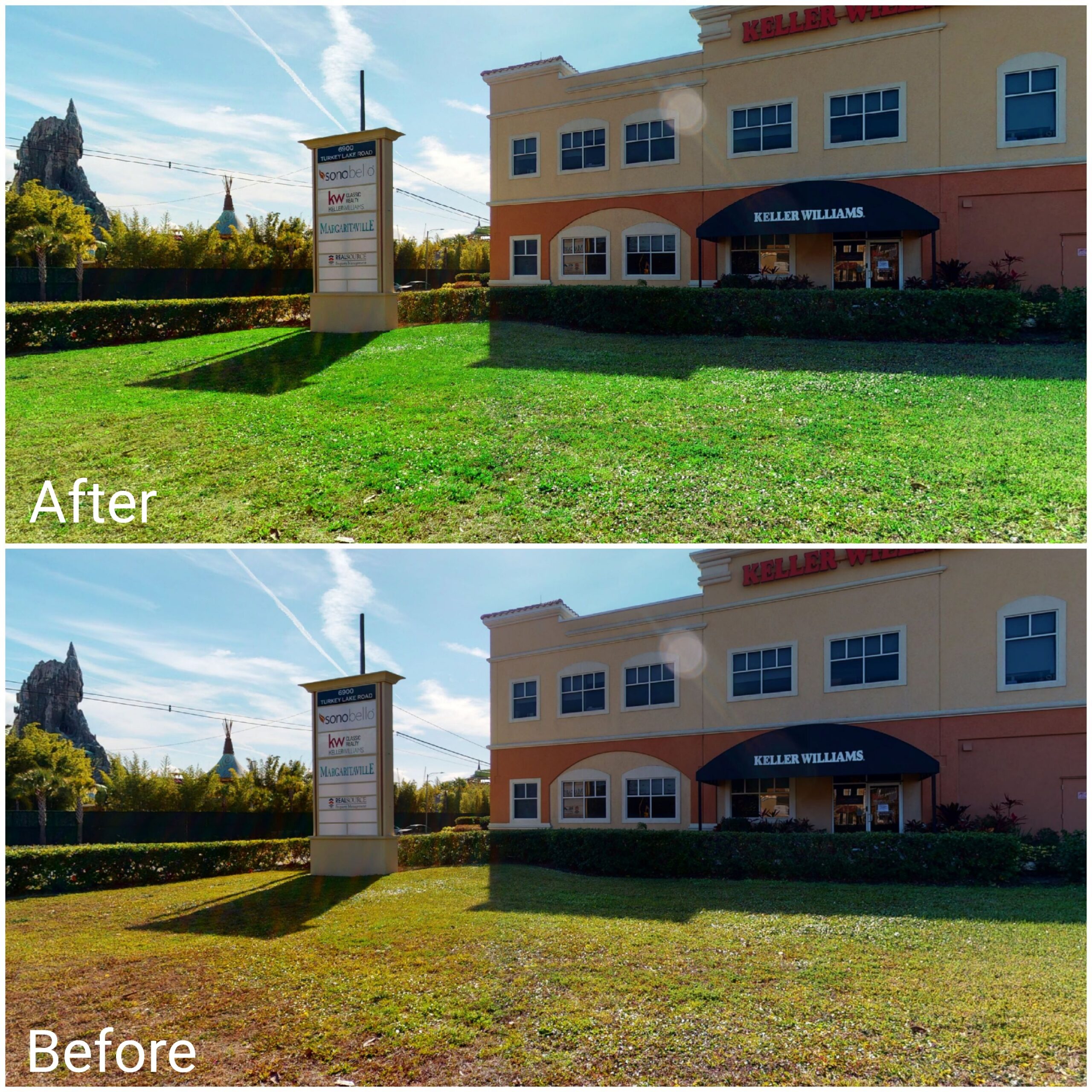 Before and after pictures of the Keller Williams building